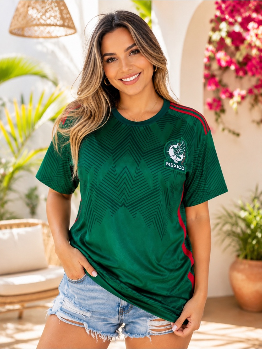 Mexico Green Team Short-Sleeve Jersey Top